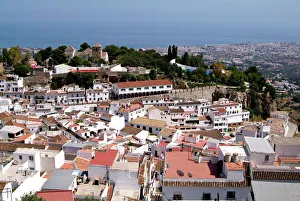 Aerials Prints: White village of Mijas near Torremolinos, Andalusia, Spain, Europe