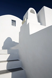 Imerovigli Prints: Whitewashed buildings against blue sky, Imerovigli, Santorini, Cyclades, Greek Islands