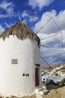 Chora Prints: Whitewashed windmill and houses, Mykonos Town (Chora), Mykonos, Cyclades, Greek Islands