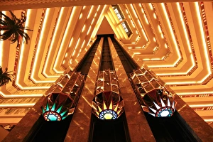 Wide angle view of the interior of a hotel in Doha, Qatar, Middle East