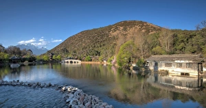 Yunnan Prints: Wide view of Black Dragon Pool in Lijiang, Yunnan, China, Asia