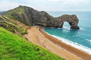 Natural Arch Prints: Wide view overlooking east at Durdle Door