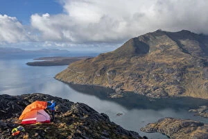 35 39 Years Gallery: Wild camping on the top of Sgurr Na Stri looking towards Loch Coruisk and the main