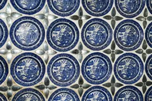 Conformity Prints: Willow pattern plates embedded in the walls of the Juna Mahal Fort