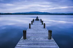 Wooden Post Gallery: Windermere Jetty at sunrise, Lake District National Park, UNESCO World Heritage Site