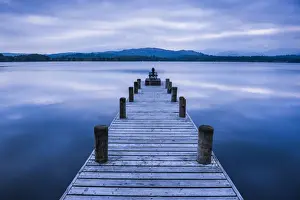 Wood Material Prints: Windermere Jetty at sunrise, Lake District National Park, UNESCO World Heritage Site