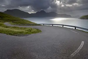 Vagar Prints: Winding road near Kvivik, and Vestmannasund between Vagar on the right
