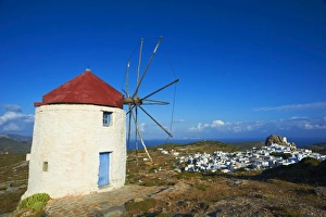 Cylades Prints: Windmill, Chora, Amorgos, Cyclades, Aegean, Greek Islands, Greece, Europe