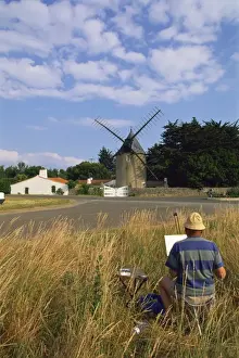 Artist Prints: Windmill, Re Island, Poitou Charentes, France, Europe