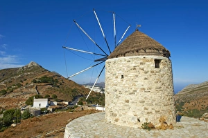 Wind Power Prints: Windmill, Naxos, Cyclades Islands, Greek Islands, Greece, Europe
