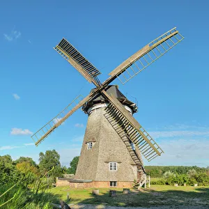 Windmill near Benz, Achterland, Usedom Island, Baltic Sea, Mecklenburg-Western Pomerania, Germany, Europe