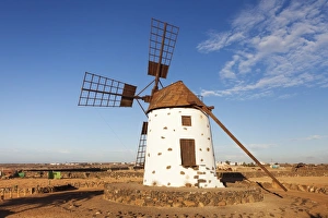 Wind Powered Building Prints: Windmill near El Cotillo, Fuerteventura, Canary Islands, Spain, Atlantic, Europe