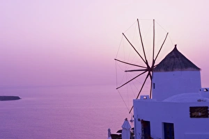 Local Landmarks Prints: Windmill, Oia (Ia) village, Santorini, Cyclades, Greek Islands, Greece, Europe