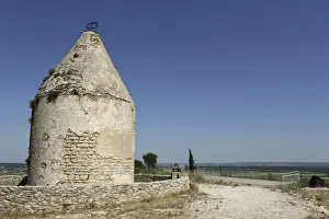 Windmill Prints: Windmill on the Roc de Gachone, overlooking the Vaunage plain close to Calvisson