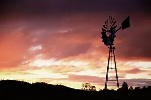 Windmill (wind pump) at sunset, South Australia, Australia, Pacific