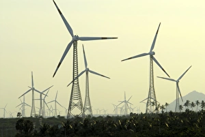 Electricity Prints: Windmills at Aralavaimozhi, Nagercoil, Tamil Nadu, India, Asia