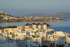Images Dated 30th April 2011: Five windmills (Kato Mili), old harbour, Mykonos town, Chora, Mykonos Island