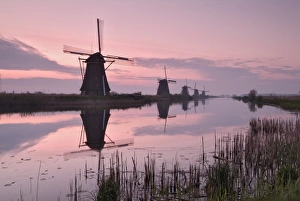Netherland Prints: Windmills at Kinderdijk at dawn