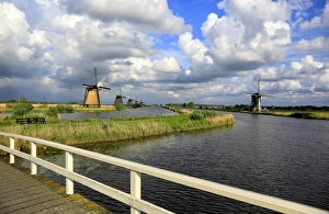South Holland Prints: Windmills in Kinderdijk, UNESCO World Heritage Site, South Holland, Netherlands, Europe