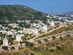 Windmills Prints: Windmills of Pandeli, Leros Island, Dodecanese, Greek Islands, Greece, Europe