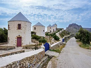 Windmills Prints: Windmills of Pandeli, Leros Island, Dodecanese, Greek Islands, Greece, Europe