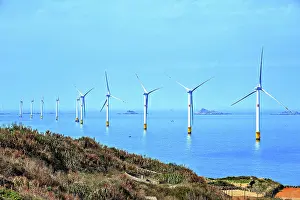 Sustainable Prints: Windmills in the sea. Pingtan Island, Fuzhou City, Fujian Province, China