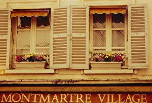 Window Box Prints: Window boxes and shutters, Montmartre, Paris, France, Europe