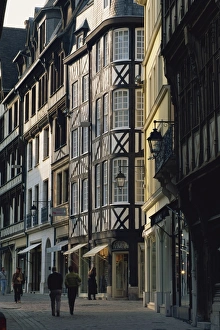 Rouen Prints: Window shopping in the Rue St. Romain, Rouen, Seine-Maritime, Haute Normandie (Normandy)
