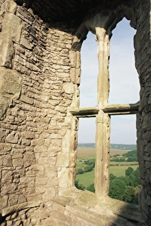 View Through Window Prints: Detail of window in Weobley Castle