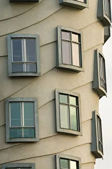 Detail of windows of Dancing House (Fred and Ginger), Prague, Bohemia, Czech Republic (Czechia), Europe