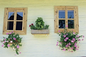 Central Europe Prints: Windows of one of unique village architecture houses