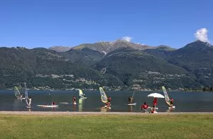 Windsurfing School, Colico, Lake Como, Lombardy, Italian Lakes, Italy, Europe