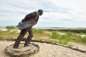 Latvia Prints: Windward sculpture by K. Pudymas depicting the French writer and philosopher J