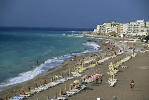 Rhodes Town Prints: Windy Beach and western seafront of Rhodes Town, Rhodes, Dodecanese, Greek Islands
