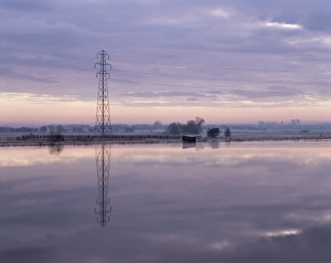 Winter Fenland scene, Whittlesey, near Peterborough, Cambridgeshire, England