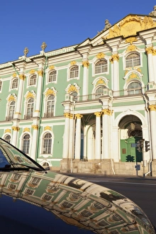 St Petersburg Prints: The Winter Gardens reflected in a car, St. Petersburg, Russia, Europe