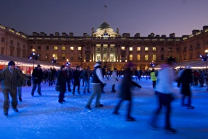 Skating Prints: Winter ice skating rink, Somerset House, London, England, United Kingdom, Europe
