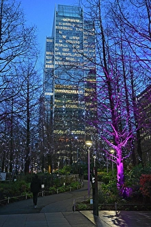 Docklands Prints: Winter Lights at Canary Wharf, Docklands, London, England, United Kingdom