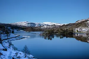 Winter snow at Rydal Water in the Lake District National Park, United Kingdom