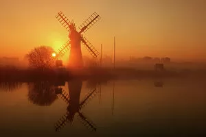 Norfolk Broads Collection: Winter sunrise over Thurne Mill, Norfolk Broads, Norfolk, England, United Kingdom, Europe