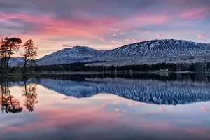 Winter sunset over The Black Mount and Loch Tulla, Argyll and Bute, Scotland, United