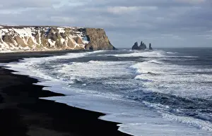 Reynisdrangar Prints: Winter view across the North Atlantic from Dyrholaey towards Reynisdrangar, near Vik