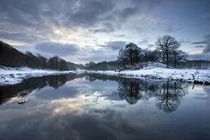 Images Dated 5th December 2008: Winter view of River Brathay at dawn, under snow with reflections, near Elterwater Village