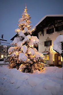 Xmas Prints: Wintertime with big snow in the Bavarian Alps, Garmish-Partenkirchen, Germany, Europe
