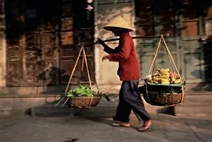 Door Way Collection: Woman carrying fruit and vegetables