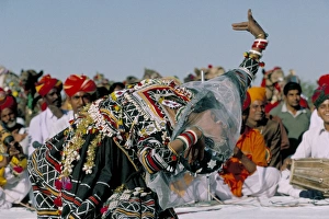 Celebrate Prints: Woman dancing during desert festival