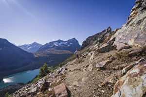 Canadian Culture Prints: Woman hiker on the Alpine Circuit Trail at Lake O Hara, Yoho National Park, UNESCO