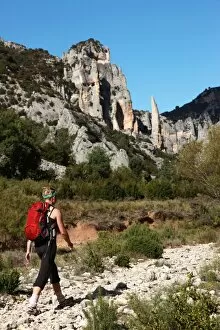 Images Dated 21st September 2009: Woman hiking in the Mascun Gorge, one of Europes most popular canyoning destinations
