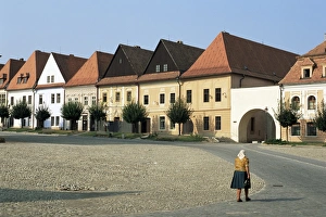 Slovak Republic Prints: Woman in Ruthenia town square