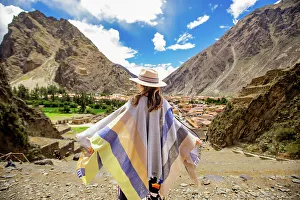 Mid Adults Prints: Woman on trail near Ollantaytambo, Peru, South America